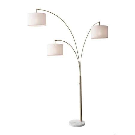 Homeroots Brass Metal 3-Arm Arc Lamp35 x 52 x 74 in. 372712